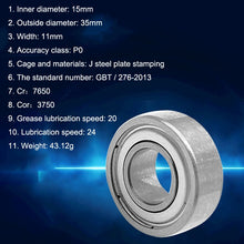 Load image into Gallery viewer, 20pcs 15x35x11mm Deep Groove Ball Bearings Motor Car Special Bearing, 6202ZZ