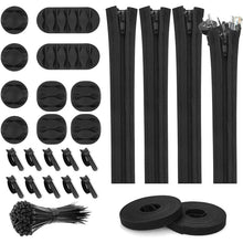 Load image into Gallery viewer, 3 In 1 0.5m Kit  Cord Management Organizer Kit Cable Sleeve With Zipper Cable Clip, 5 In 1, 3 In 1 0.5m Kit, 4pcs Zipper Ties, 3 In 1 5m Kit