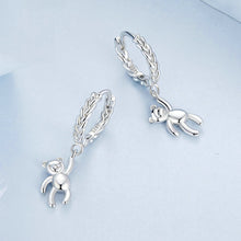 Load image into Gallery viewer, S925 Sterling Silver Bear Twist White Gold Plated Animal Earrings, BSE729