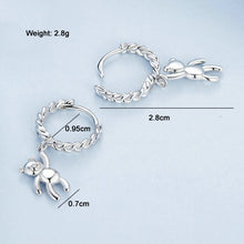 Load image into Gallery viewer, S925 Sterling Silver Bear Twist White Gold Plated Animal Earrings, BSE729