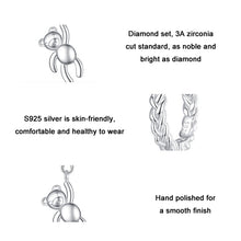 Load image into Gallery viewer, S925 Sterling Silver Bear Twist White Gold Plated Animal Earrings, BSE729
