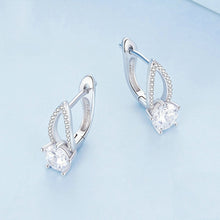 Load image into Gallery viewer, Sterling Silver S925 White Gold Plated Zirconia Hollow Line Earrings, BSE732