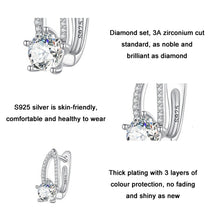 Load image into Gallery viewer, Sterling Silver S925 White Gold Plated Zirconia Hollow Line Earrings, BSE732