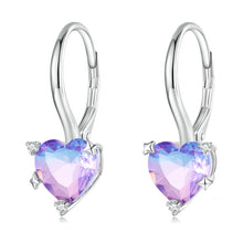 Load image into Gallery viewer, Sterling Silver S925 White Gold Plated Zirconia Illusion Heart Earrings, BSE743