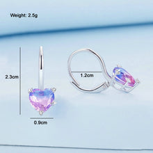 Load image into Gallery viewer, Sterling Silver S925 White Gold Plated Zirconia Illusion Heart Earrings, BSE743