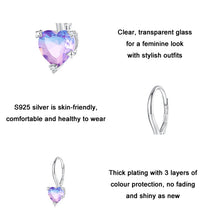 Load image into Gallery viewer, Sterling Silver S925 White Gold Plated Zirconia Illusion Heart Earrings, BSE743