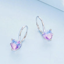 Load image into Gallery viewer, Sterling Silver S925 White Gold Plated Zirconia Illusion Heart Earrings, BSE743