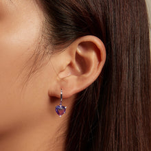 Load image into Gallery viewer, Sterling Silver S925 White Gold Plated Zirconia Illusion Heart Earrings, BSE743
