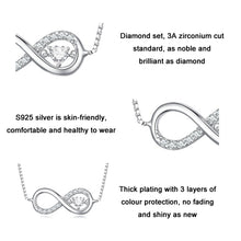 Load image into Gallery viewer, Sterling Silver S925 Zirconia Infinity Heart Endless Symbol Necklace, BSN276