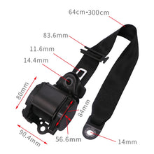Load image into Gallery viewer, Universal 3-point Car Retrofit Seat Belt With Emergency Locking, Iron Bar Latch, Iron Buckle, Braided Straps