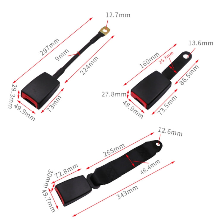 Universal 3-point Car Retrofit Seat Belt With Emergency Locking, Iron Bar Latch, Iron Buckle, Braided Straps