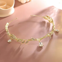 Load image into Gallery viewer, Leaves Frontal Ornaments Crown Hair Band Rhinestone Headdress, Rhinestone Headdress Silver, Rhinestone Headdress Gold