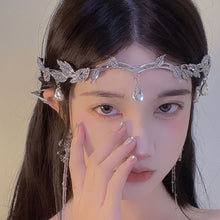 Load image into Gallery viewer, Leaves Frontal Ornaments Crown Hair Band Rhinestone Headdress, Rhinestone Headdress Silver, Rhinestone Headdress Gold