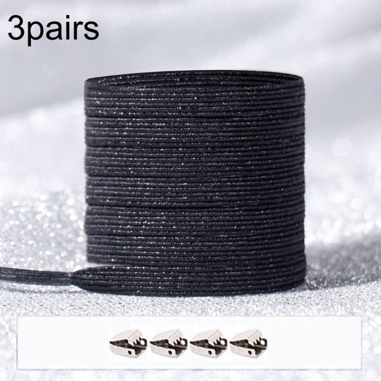 3pairs Elastic No Tie Shoelaces Metal Lock Dazzling Color Laces