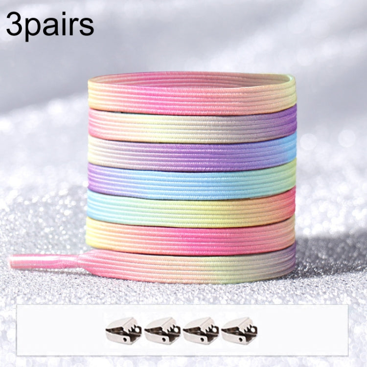 3pairs Elastic No Tie Shoelaces Metal Lock Dazzling Color Laces