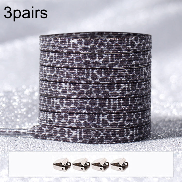 3pairs Elastic No Tie Shoelaces Metal Lock Dazzling Color Laces