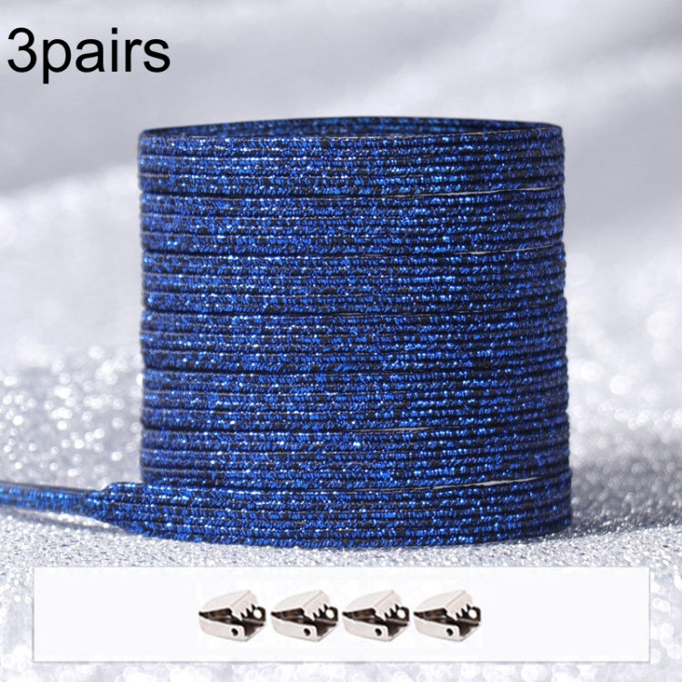 3pairs Elastic No Tie Shoelaces Metal Lock Dazzling Color Laces