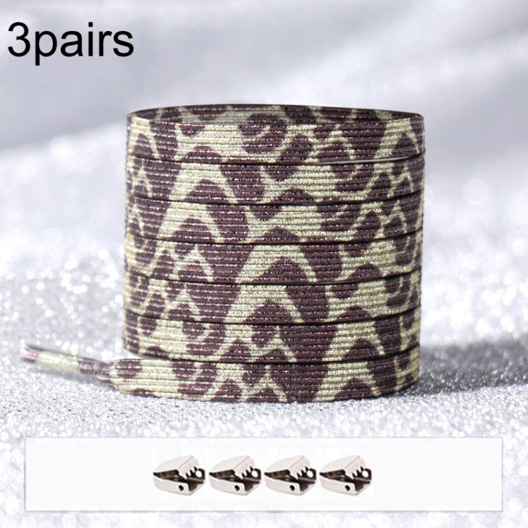 3pairs Elastic No Tie Shoelaces Metal Lock Dazzling Color Laces