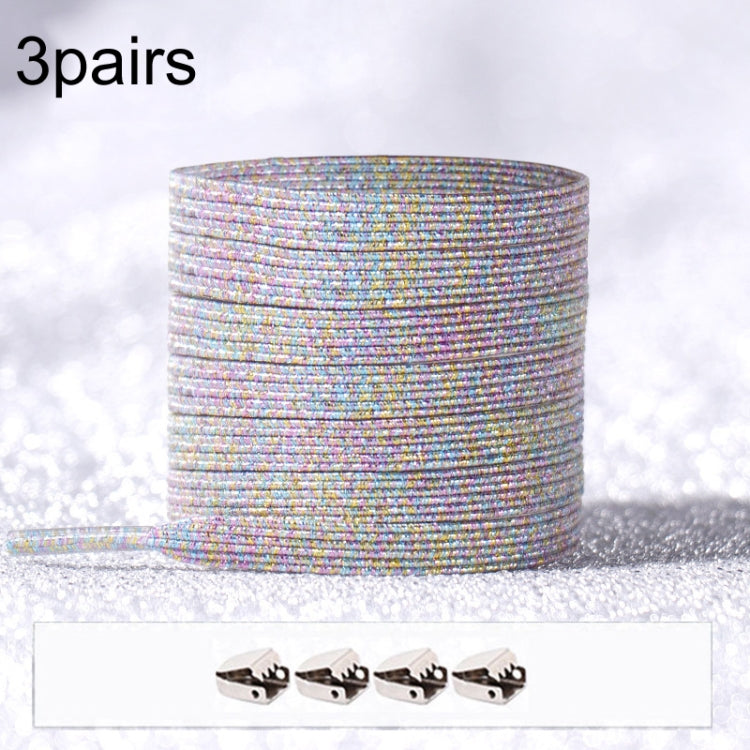 3pairs Elastic No Tie Shoelaces Metal Lock Dazzling Color Laces