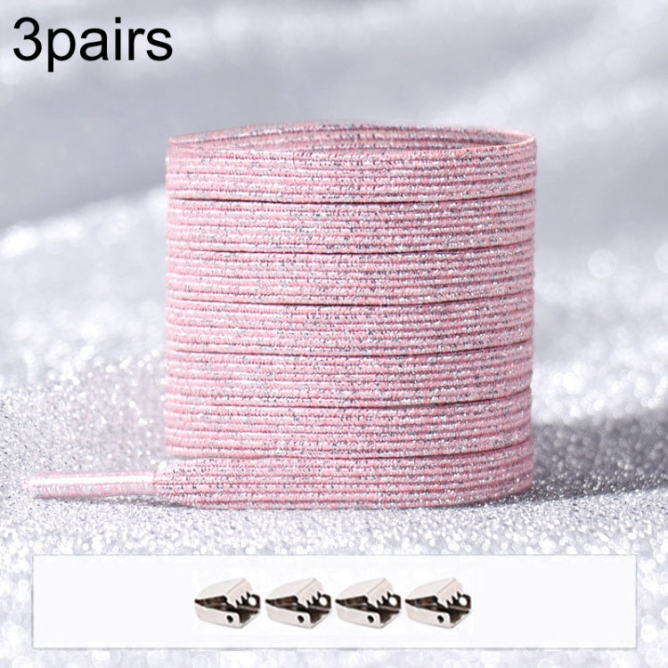 3pairs Elastic No Tie Shoelaces Metal Lock Dazzling Color Laces