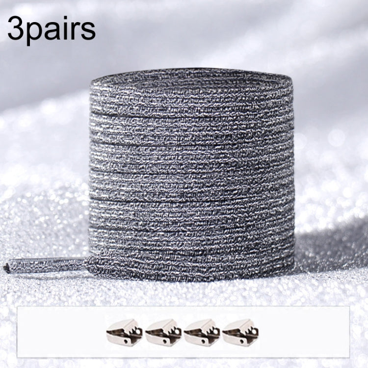 3pairs Elastic No Tie Shoelaces Metal Lock Dazzling Color Laces