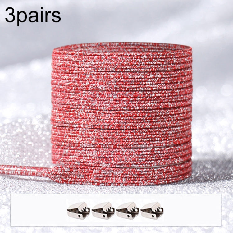 3pairs Elastic No Tie Shoelaces Metal Lock Dazzling Color Laces