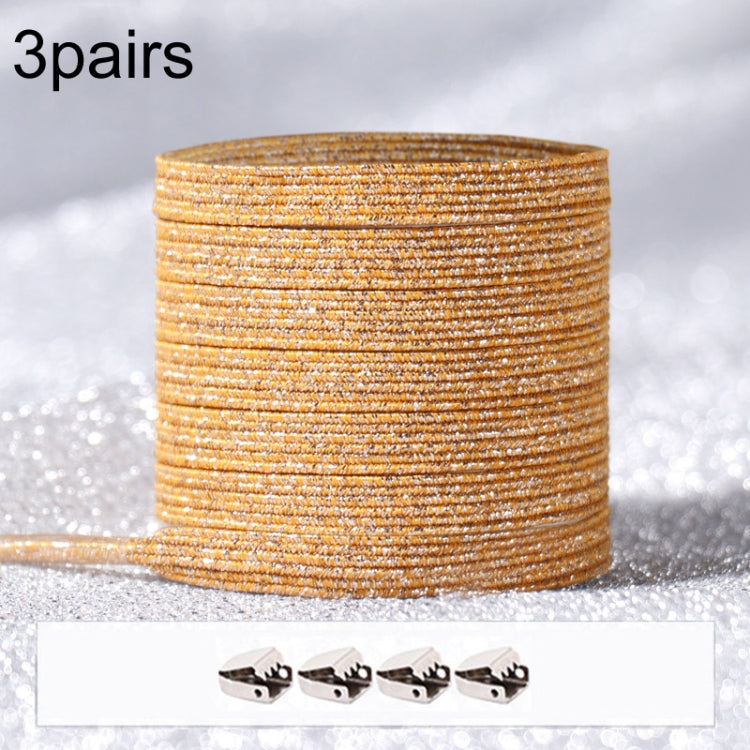 3pairs Elastic No Tie Shoelaces Metal Lock Dazzling Color Laces