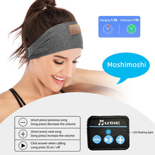 Load image into Gallery viewer, Bluetooth Headband Headphones Sleep Mask for Side Sleeper Workout Running, Sleep Mask Hemp Gray