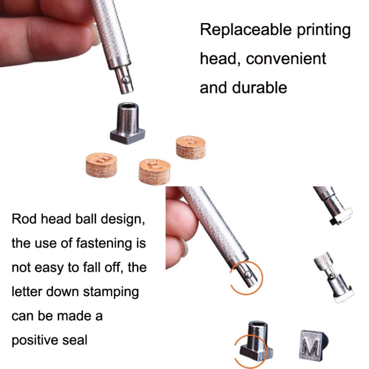 36 In 1 Leather English Print Punch Digital Seal Craft Leather Carving Tools, Size:, 3.5mm 36 In 1, 6.5mm 36 In 1