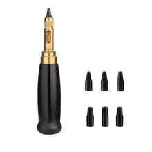Load image into Gallery viewer, 6 In 1 Automatic Belt Punch Punching Multi-scalp Anechoic Belt Punch, Wood Color, Black