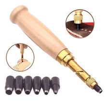 Load image into Gallery viewer, 6 In 1 Automatic Belt Punch Punching Multi-scalp Anechoic Belt Punch, Wood Color, Black