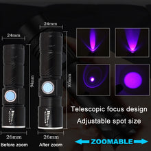 Load image into Gallery viewer, USB Ultraviolet Flashlight Jade Identification Fluorescence Detector, Black 395nm, Gold 395nm, Black 365nm