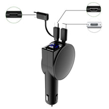 Load image into Gallery viewer, 3 In 1 40W Fast Charging Dual Cable Retractable Car Charger, 40W
