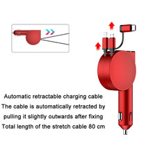 Load image into Gallery viewer, 3 In 1 40W Fast Charging Dual Cable Retractable Car Charger, 40W