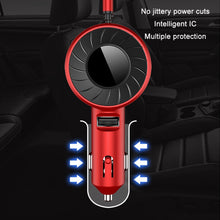 Load image into Gallery viewer, 3 In 1 USB Dual Cable Single Pull Retractable Car Charger, Red, Black