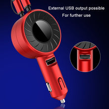 Load image into Gallery viewer, 3 In 1 USB Dual Cable Single Pull Retractable Car Charger, Red, Black
