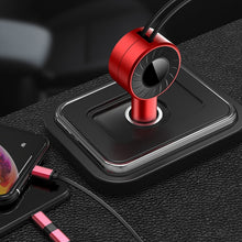 Load image into Gallery viewer, 3 In 1 USB Dual Cable Single Pull Retractable Car Charger, Red, Black
