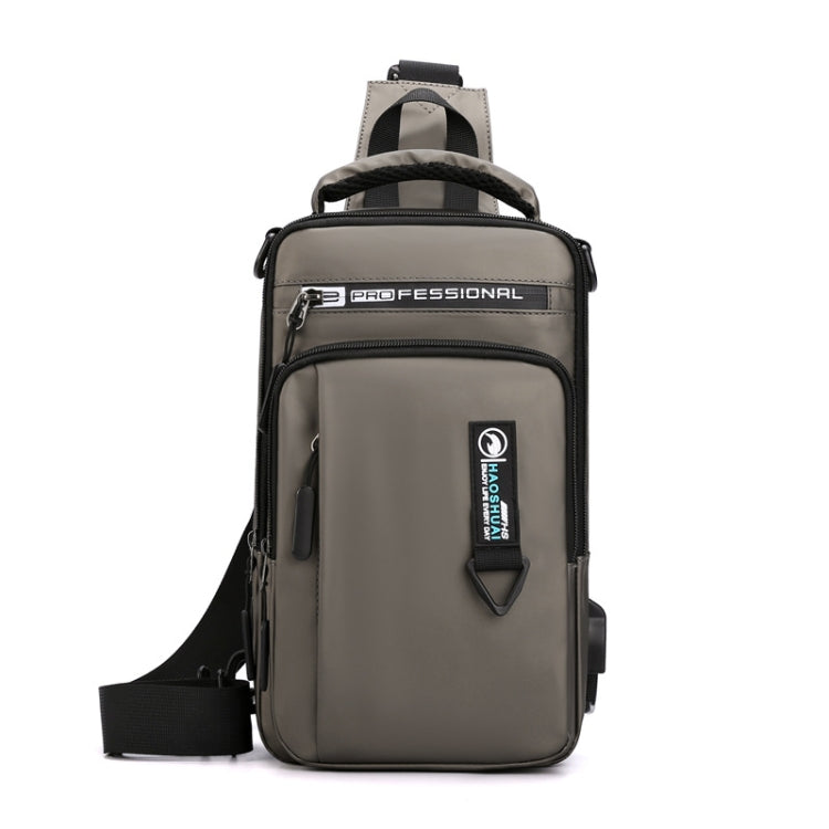 HAOSHUAI 1100-17 Men Chest Bag Casual Shoulder Bag USB Charging Chest Bag