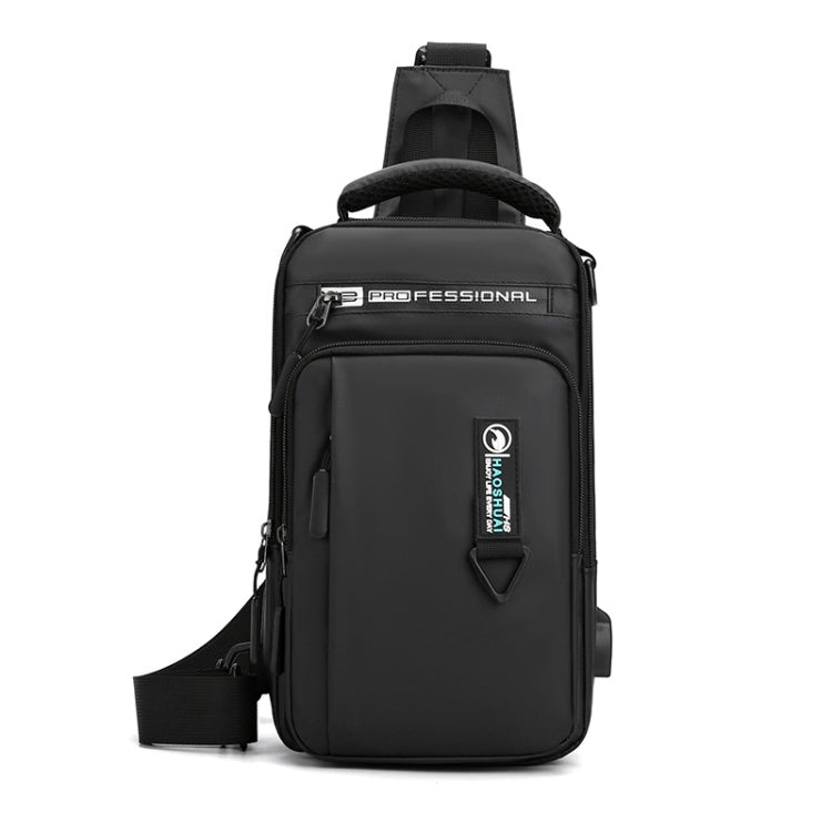 HAOSHUAI 1100-17 Men Chest Bag Casual Shoulder Bag USB Charging Chest Bag