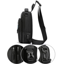 Load image into Gallery viewer, HAOSHUAI 1100-17 Men Chest Bag Casual Shoulder Bag USB Charging Chest Bag