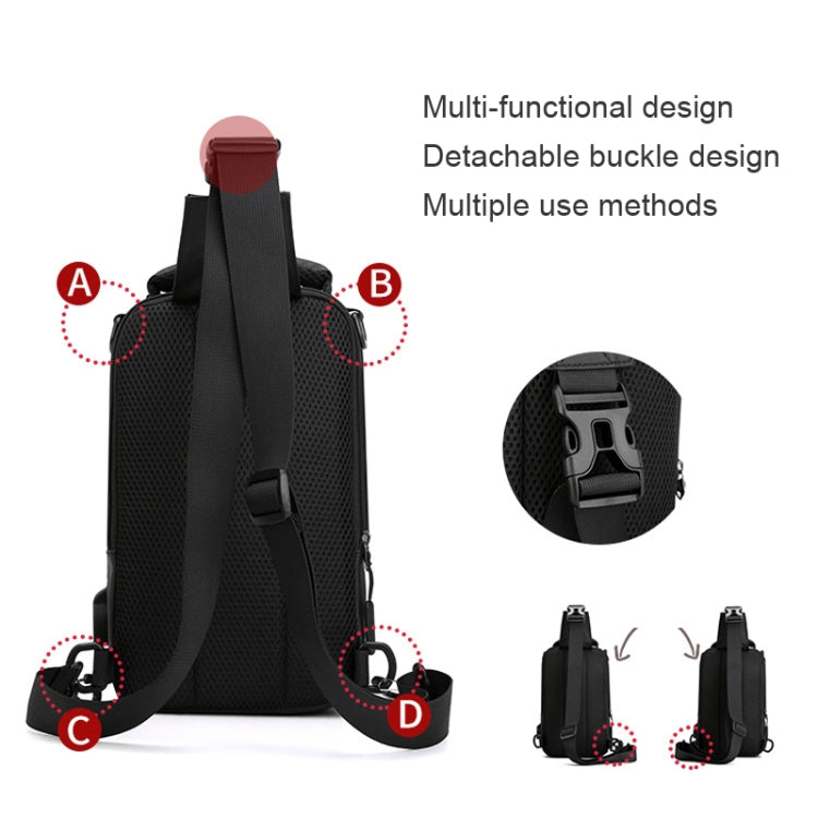 HAOSHUAI 1100-17 Men Chest Bag Casual Shoulder Bag USB Charging Chest Bag