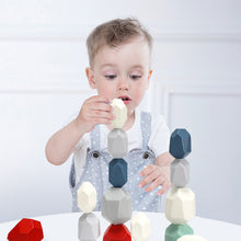 Load image into Gallery viewer, Children Early Teachings Stack Stone Building Blocks Wood Stack Stone Toys
