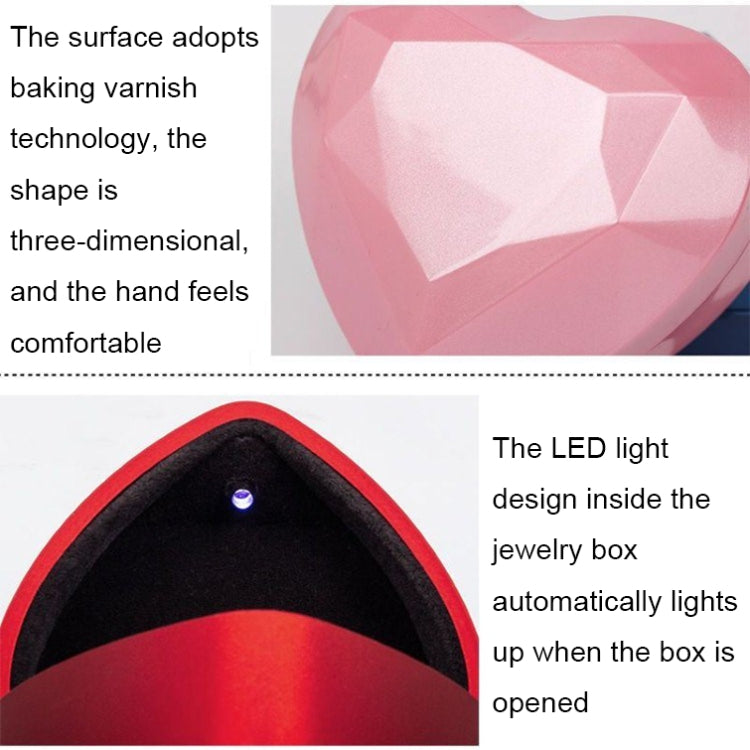 017015-20 Heart-shaped LED Light Ring Necklace Storage Box without Jewelry, Spec:, Ring(White), Pendant(Pink), Ring(Red), Ring(Gold), Ring(Blue), Ring(Black), Ring(Pink), Pendant(White), Pendant(Red), Pendant(Gold), Pendant(Blue), Pendant(Black)