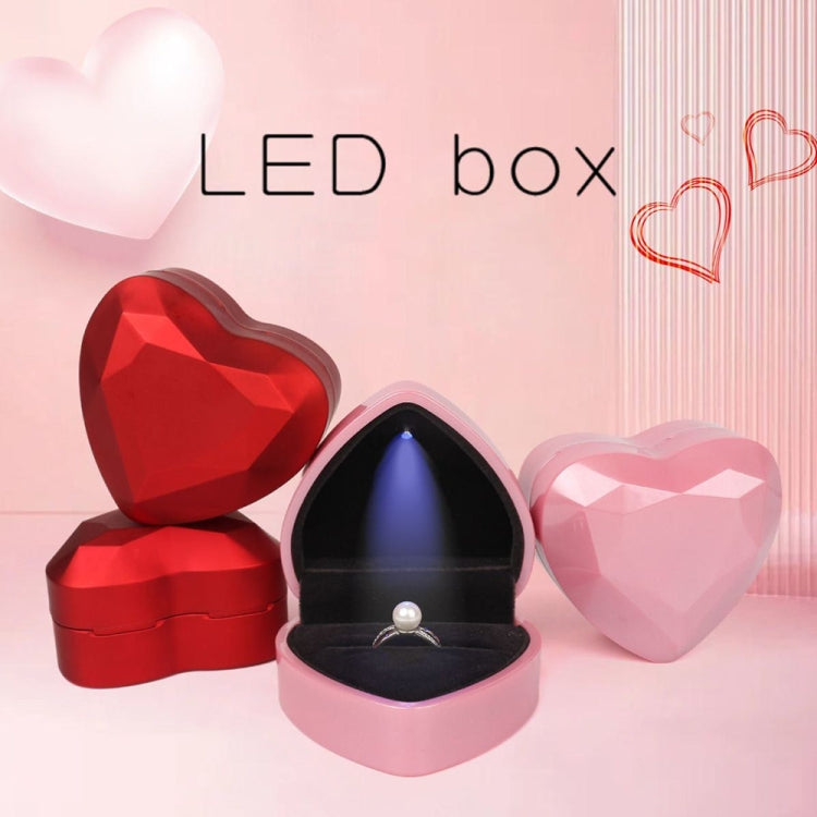 017015-20 Heart-shaped LED Light Ring Necklace Storage Box without Jewelry, Spec:, Ring(White), Pendant(Pink), Ring(Red), Ring(Gold), Ring(Blue), Ring(Black), Ring(Pink), Pendant(White), Pendant(Red), Pendant(Gold), Pendant(Blue), Pendant(Black)