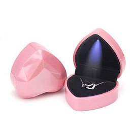 017015-20 Heart-shaped LED Light Ring Necklace Storage Box without Jewelry, Spec:, Ring(White), Pendant(Pink), Ring(Red), Ring(Gold), Ring(Blue), Ring(Black), Ring(Pink), Pendant(White), Pendant(Red), Pendant(Gold), Pendant(Blue), Pendant(Black)
