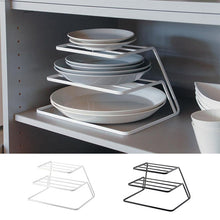 Load image into Gallery viewer, Three-layer Kitchen Dish Storage Rack Cabinet Tiered Shelf, White, Black