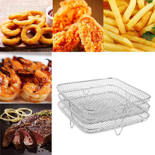 Load image into Gallery viewer, Air Fryer Accessories Three-Layer Steam Rack Stackable Dehydration Rack, Square, Rectangle