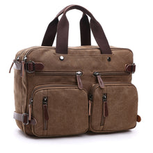 Load image into Gallery viewer, Casual Canvas Three-Purpose Business Briefcase Computer Bag, Black Large, Coffee Large, Khaki Large, Dark Blue Large, Gray Large, Black Small, Coffee Small, Khaki Small, Dark Blue Small, Gray Small