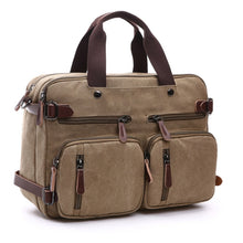 Load image into Gallery viewer, Casual Canvas Three-Purpose Business Briefcase Computer Bag, Black Large, Coffee Large, Khaki Large, Dark Blue Large, Gray Large, Black Small, Coffee Small, Khaki Small, Dark Blue Small, Gray Small