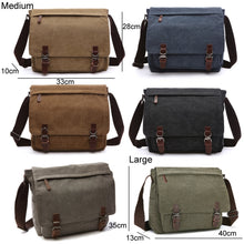 Load image into Gallery viewer, Versatile Canvas Shoulder Messenger Bag Business Computer Bag, Khaki Large, Dark Blue Large, Coffee Large, Black Large, Khaki Medium, Dark Blue Medium, Coffee Medium, Gray Large, Gray Medium, Green Large, Green Medium